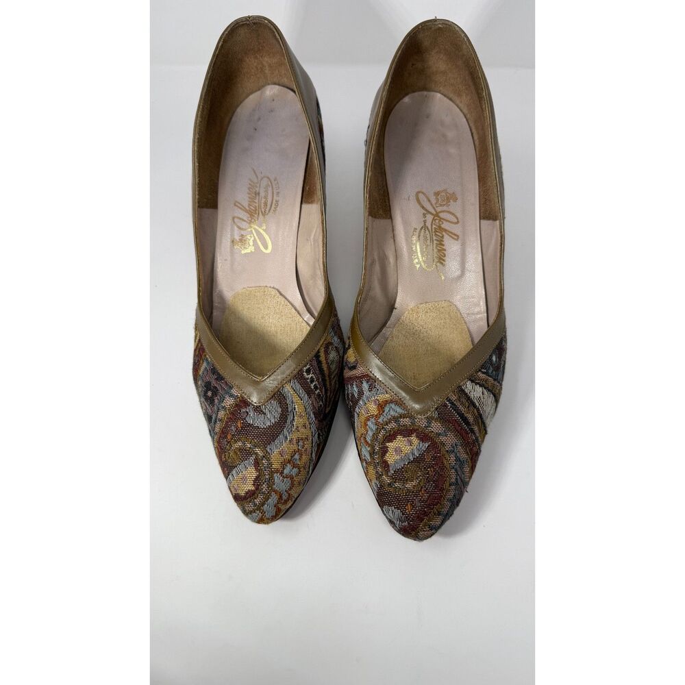 Vintage 10.5 Johansen 1960s Tapestry Heels Pumps
